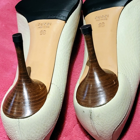 Gucci size 9 Cream Leather Heels - Picture 4 of 6